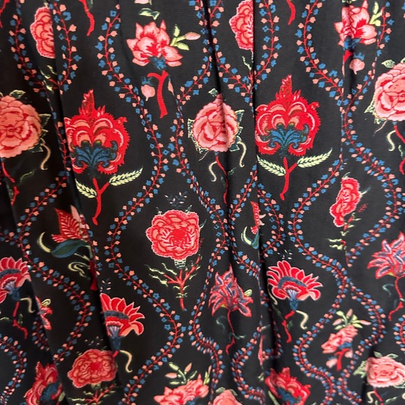 World‎ Market Floral Midi Dress Black Red Pink S/M Viscose Blend Bohemian - Picture 11 of 14